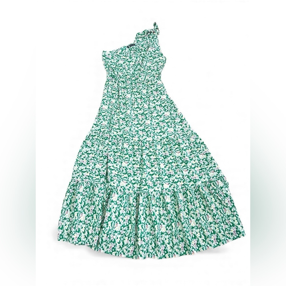 Women's Summer Floral Maxi Dress Knot One Shoulder Sleeveless Ruffle Flowy